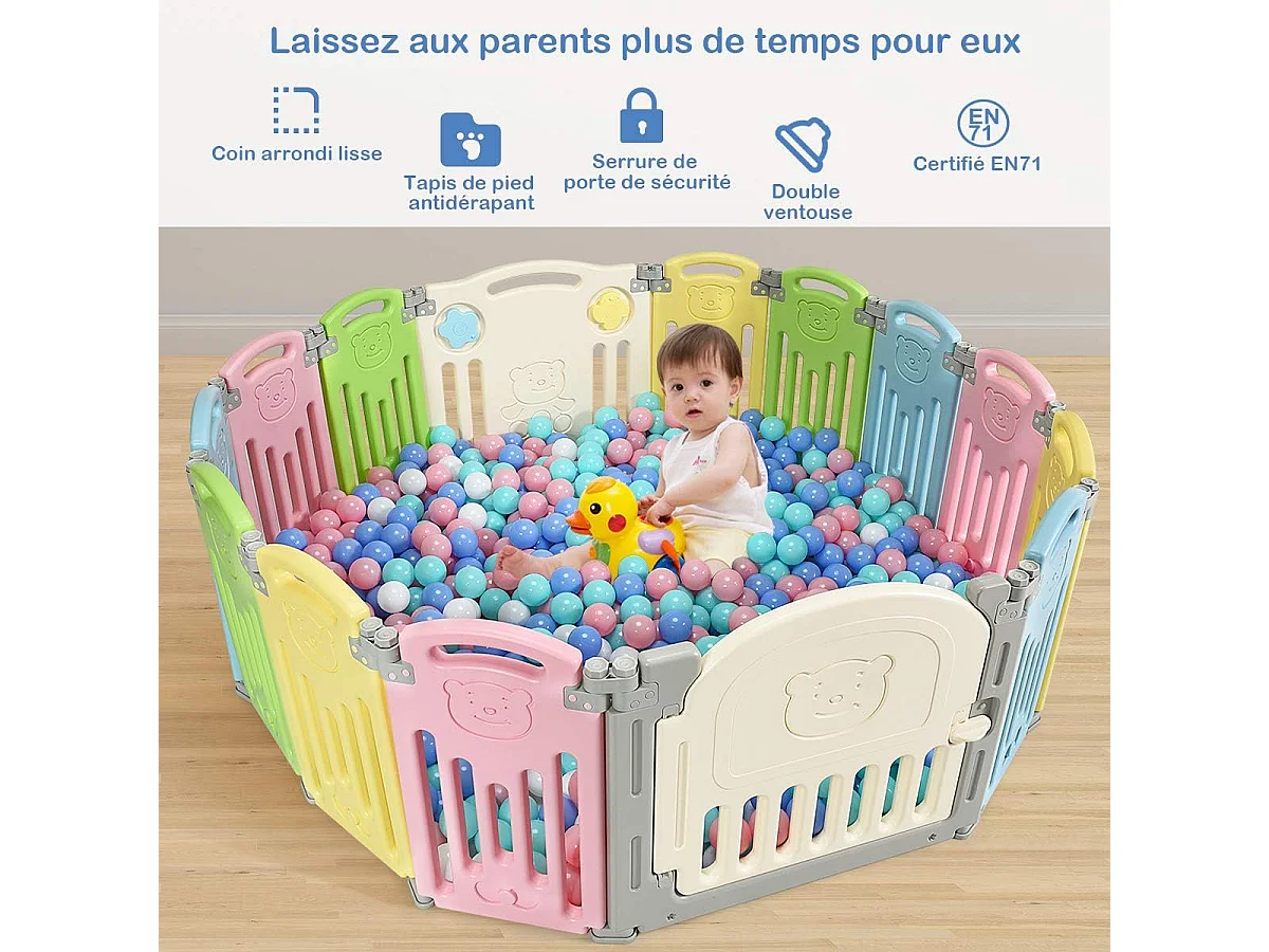 Parc bébé pliable barrière de sécurité en plastique avec porte barrière du jeux pour enfant