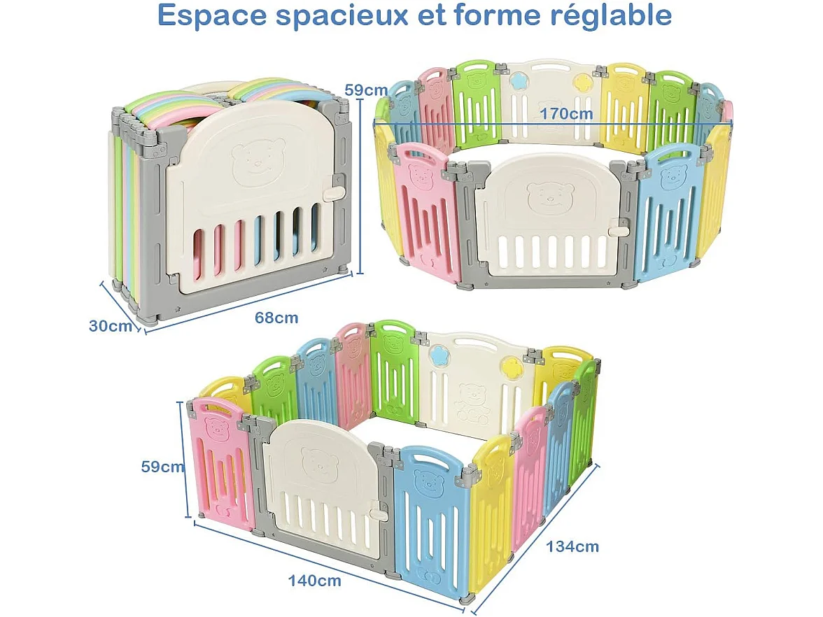 Parc bébé pliable barrière de sécurité en plastique avec porte barrière du jeux pour enfant