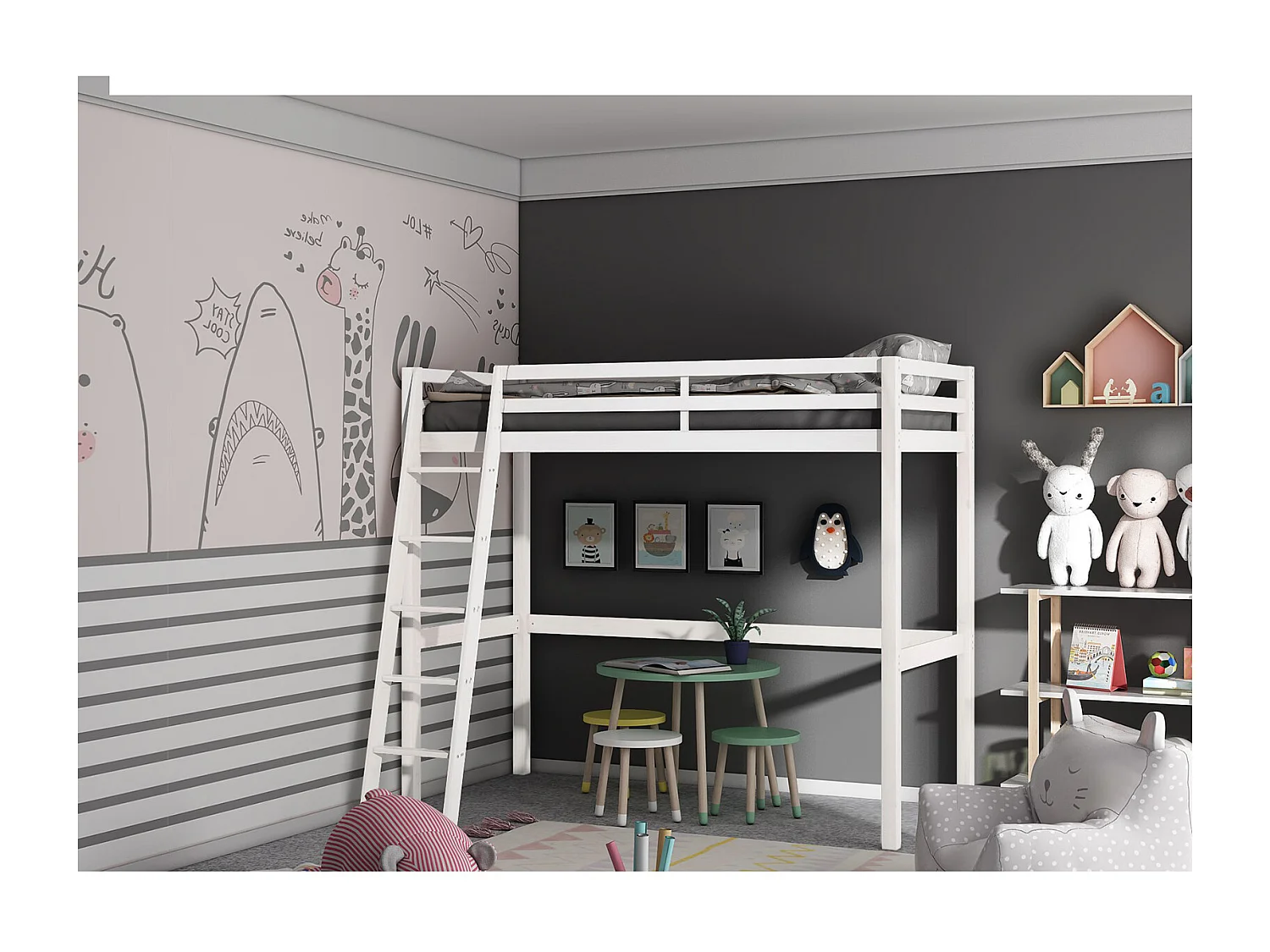 Letto Alto Alpi2 Bianco