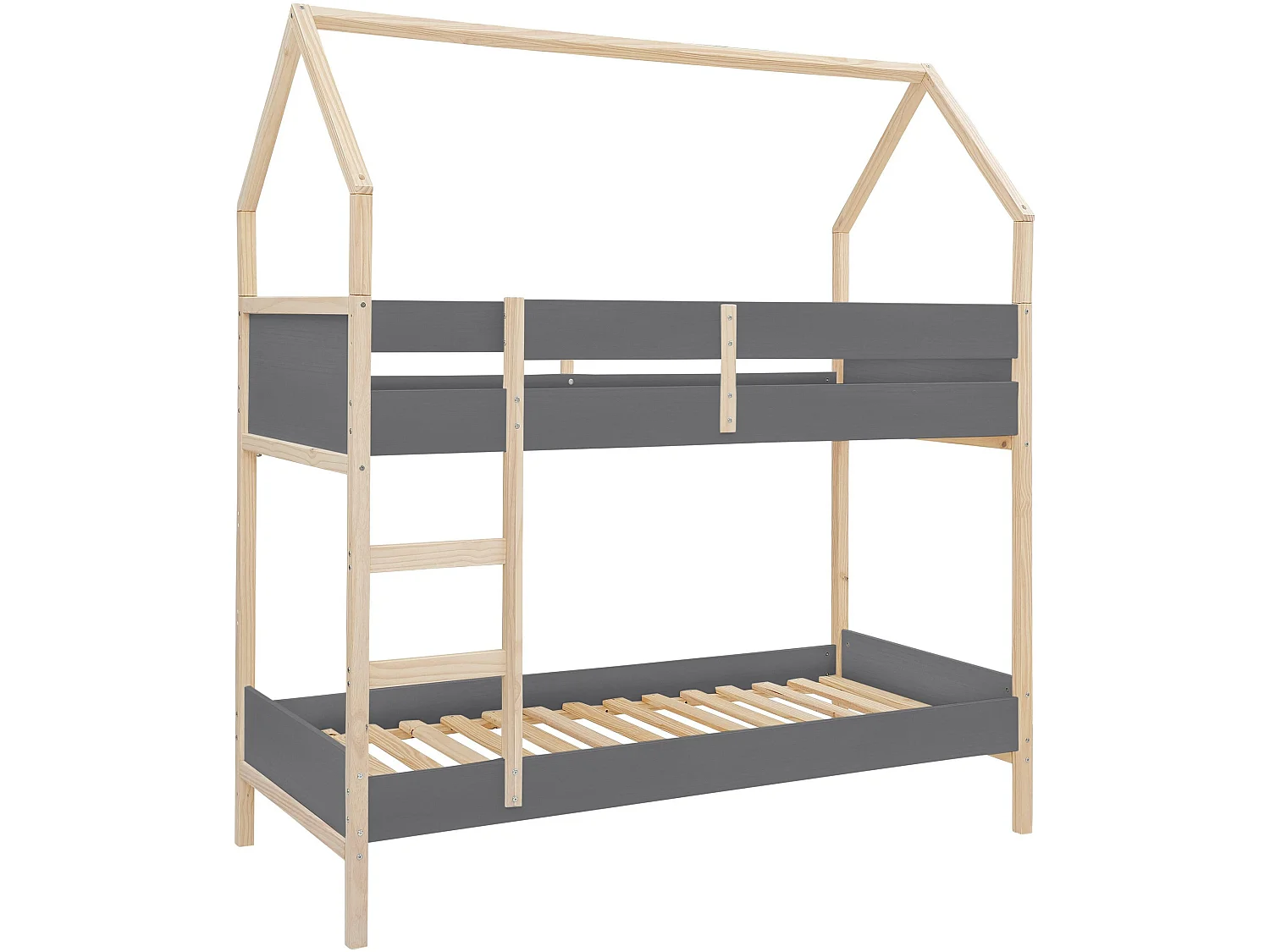 Square Line|Lit superposé en bois gris 90x200