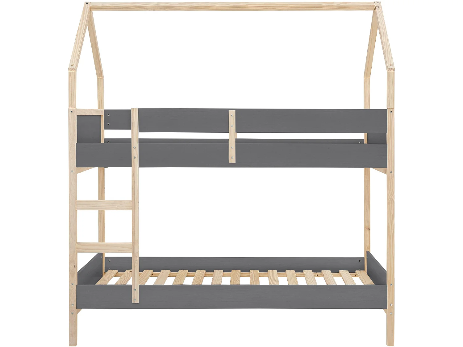 Square Line|Lit superposé en bois gris 90x200