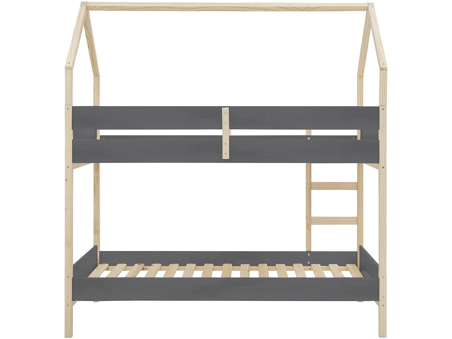 Square Line|Lit superposé en bois gris 90x200