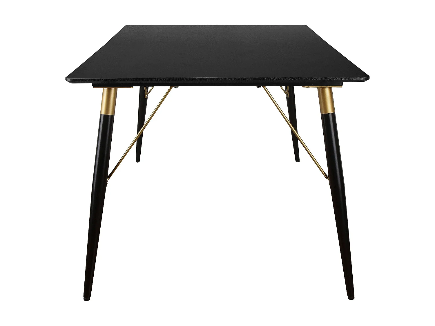 Amagi | Table de salle à manger 120x80 cm avec 6 places en MDF noir Pieds Noirs/Dorés