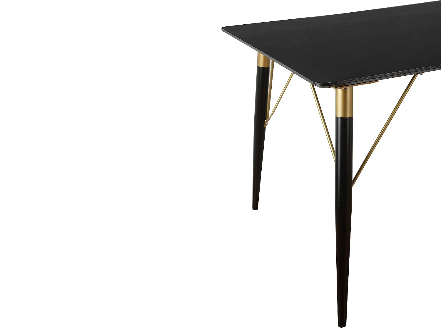 Amagi | Table de salle à manger 120x80 cm avec 6 places en MDF noir Pieds Noirs/Dorés