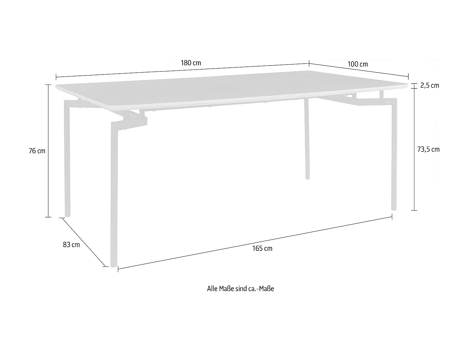 Aldo|Table de salle à manger 180 cm Noir