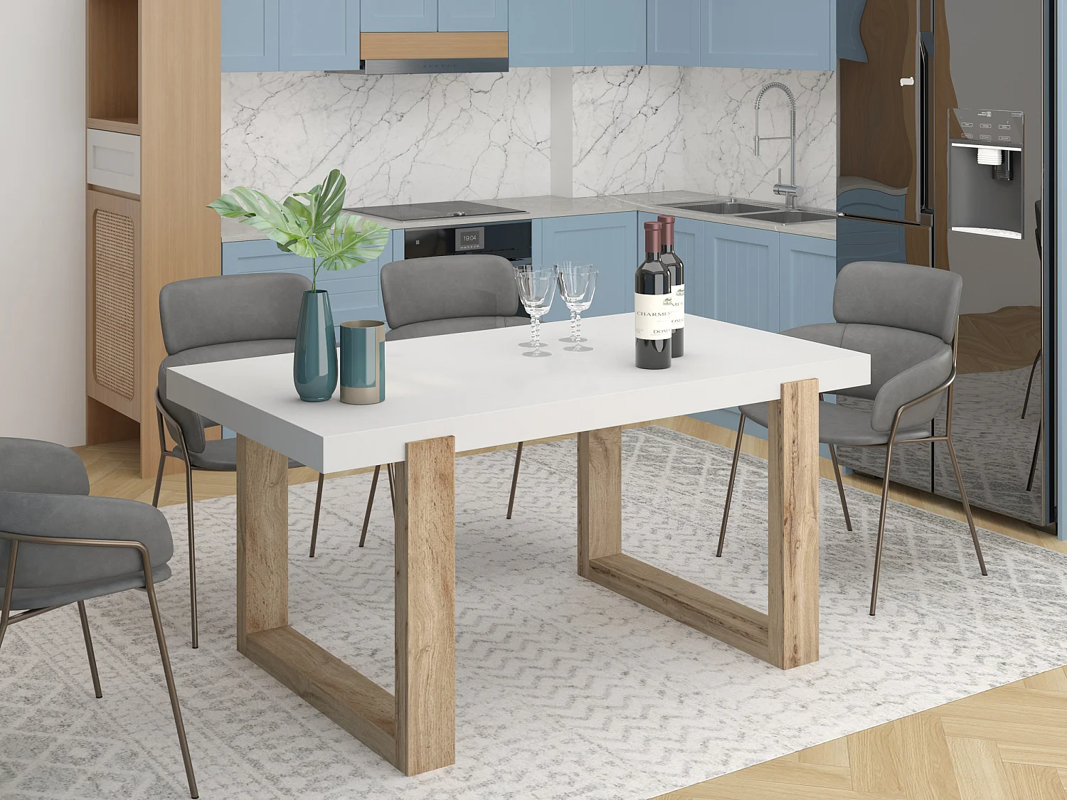 Solid|Table à manger en chêne blanc 8 personnes L160