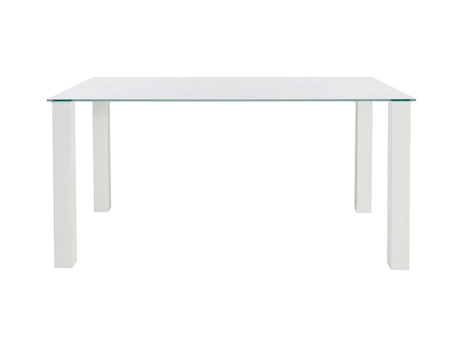 Norma | Mesa de jantar 160x90 cm com tampo de vidro e pernas brancas