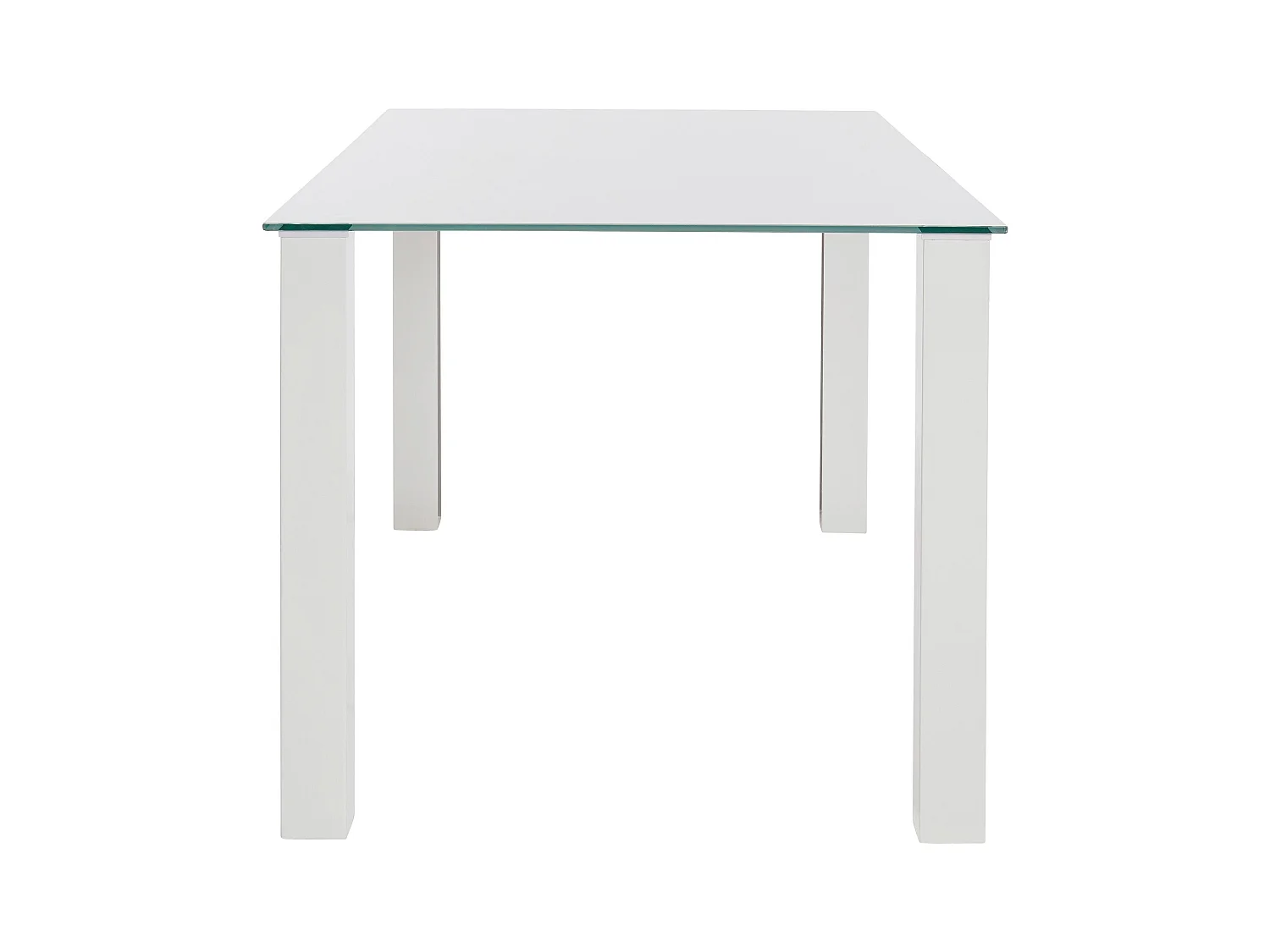 Norma | Mesa de jantar 160x90 cm com tampo de vidro e pernas brancas