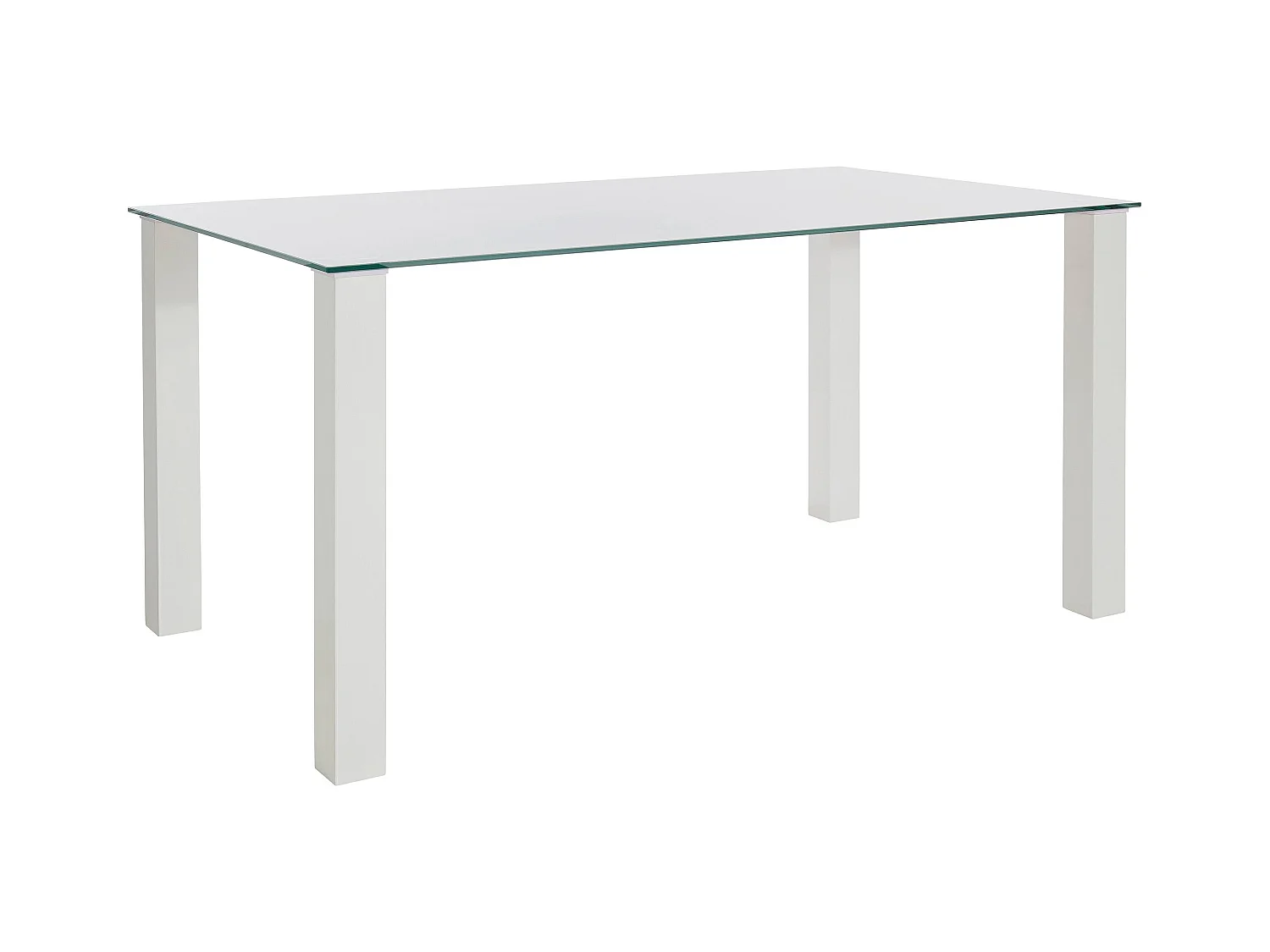Norma | Mesa de jantar 160x90 cm com tampo de vidro e pernas brancas