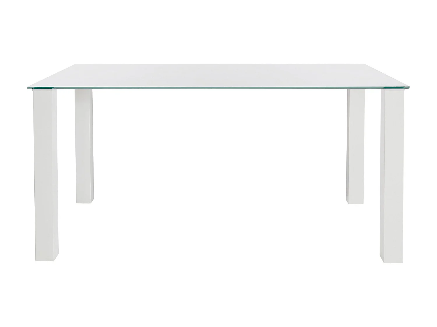 Norma | Eettafel 160x90 cm met Glazen Blad / Witte Poten