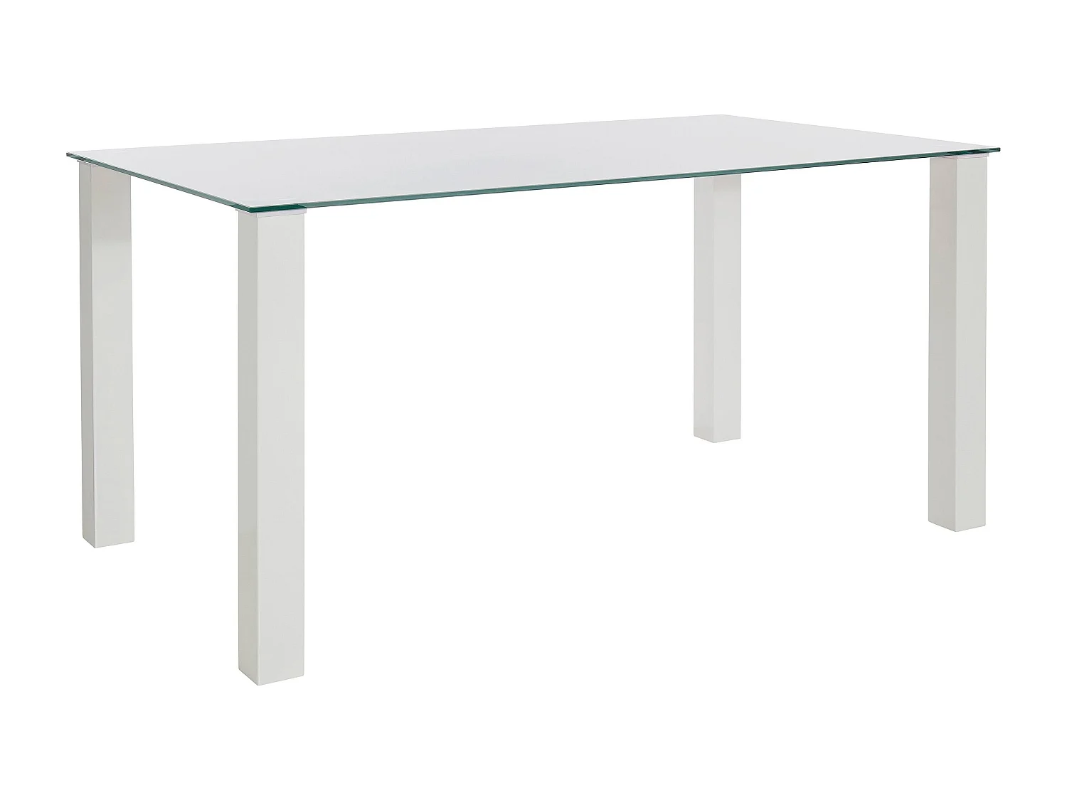 Norma | Eettafel 160x90 cm met Glazen Blad / Witte Poten