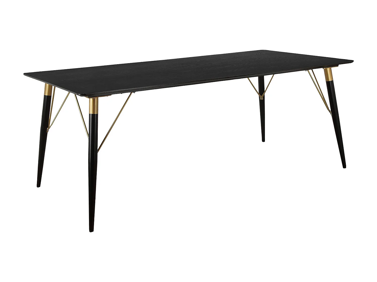 Amagi | Mesa de Jantar 160x90 cm 6 lugares em MDF Preto Pernas BlackGold