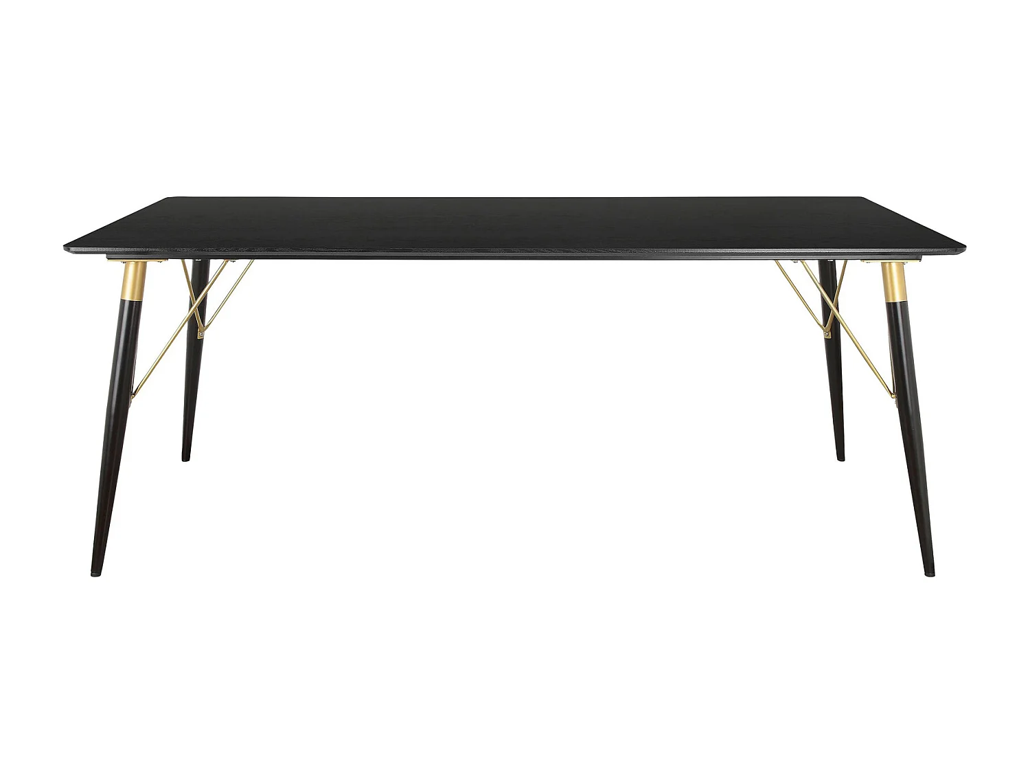 Amagi | Mesa de Jantar 160x90 cm 6 lugares em MDF Preto Pernas BlackGold