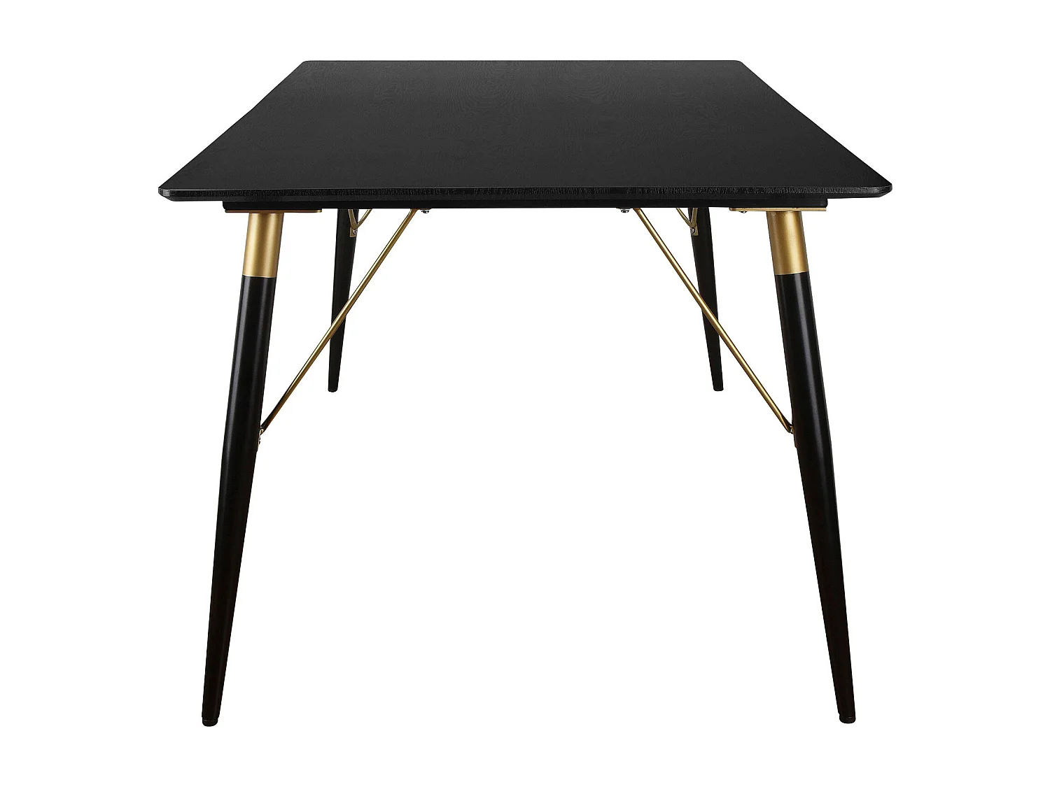 Amagi | Mesa de Jantar 160x90 cm 6 lugares em MDF Preto Pernas BlackGold