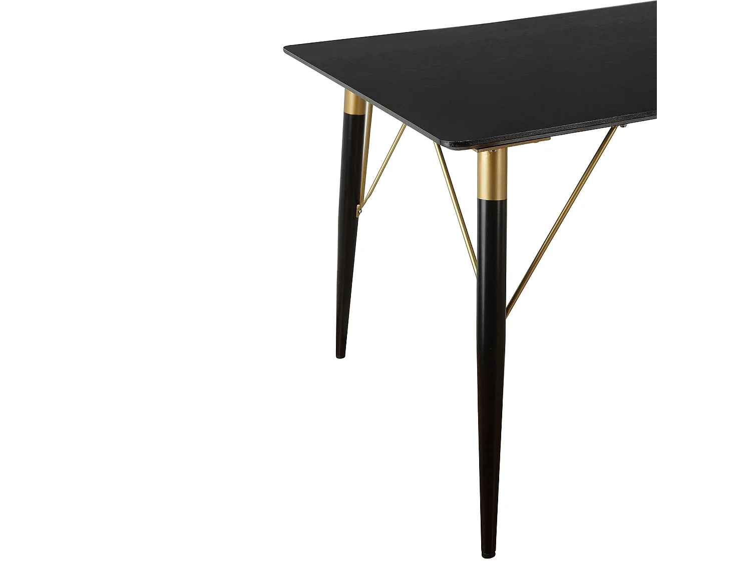 Amagi | Mesa de Jantar 160x90 cm 6 lugares em MDF Preto Pernas BlackGold