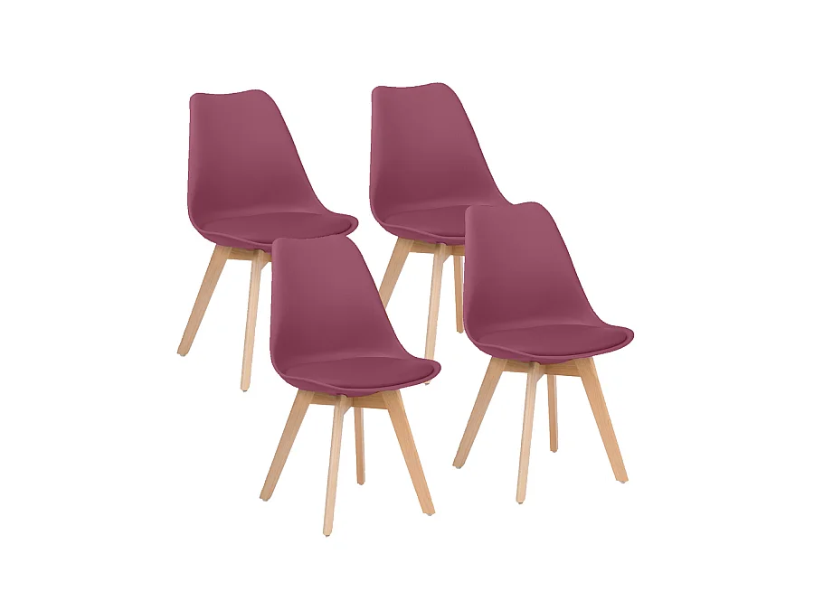 WeHome - Set van 4 Candice binnenstoelen, modern bordeauxrood design