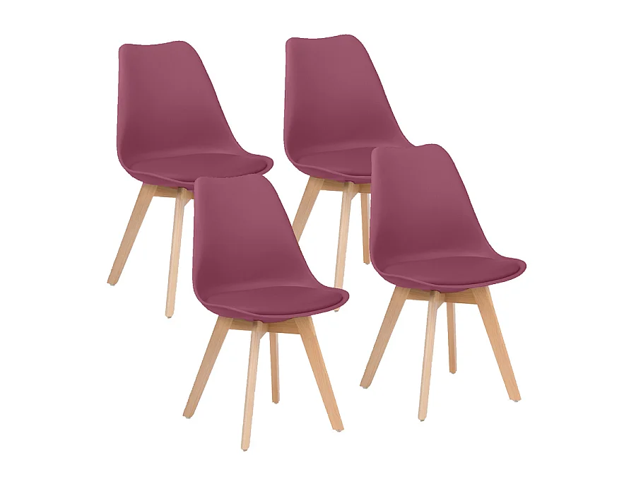 WeHome - Set van 4 Candice binnenstoelen, modern bordeauxrood design