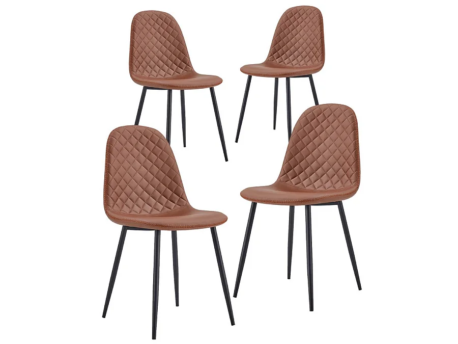 WeHome - Conjunto de 4 cadeiras de jantar industriais estofadas marrons - Bella