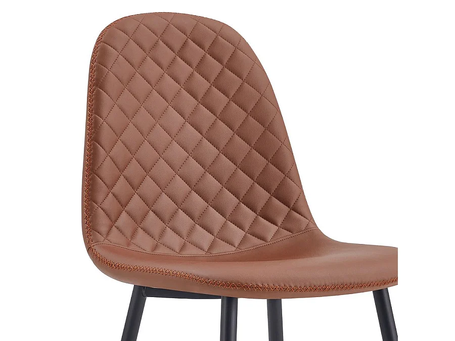 WeHome - Conjunto de 4 cadeiras de jantar industriais estofadas marrons - Bella