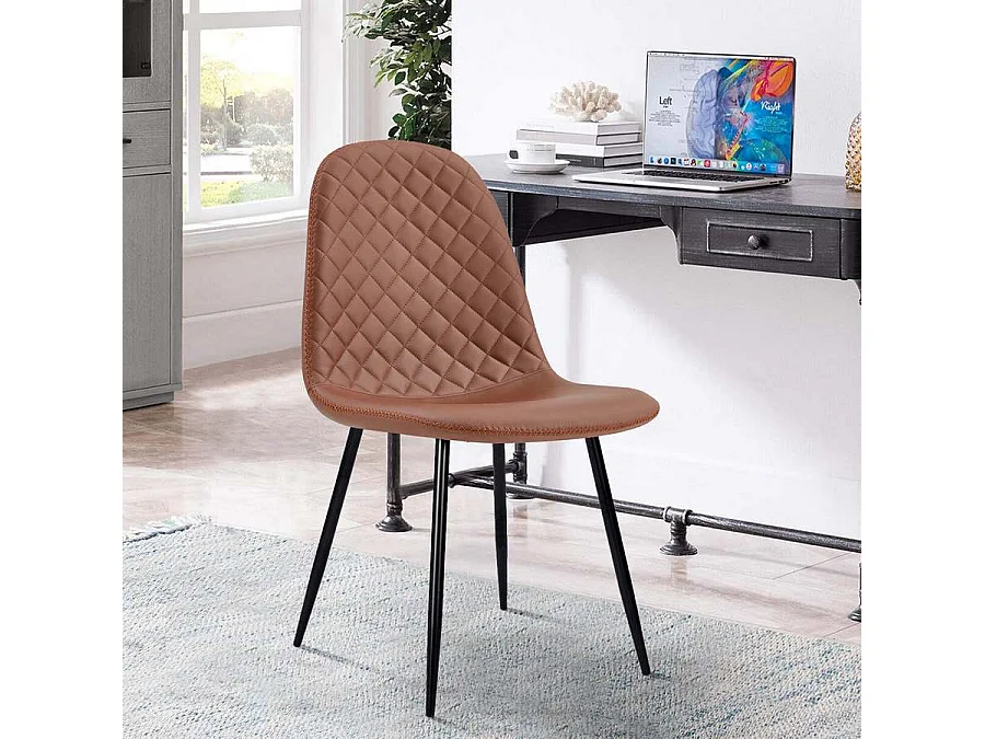 WeHome - Conjunto de 4 cadeiras de jantar industriais estofadas marrons - Bella