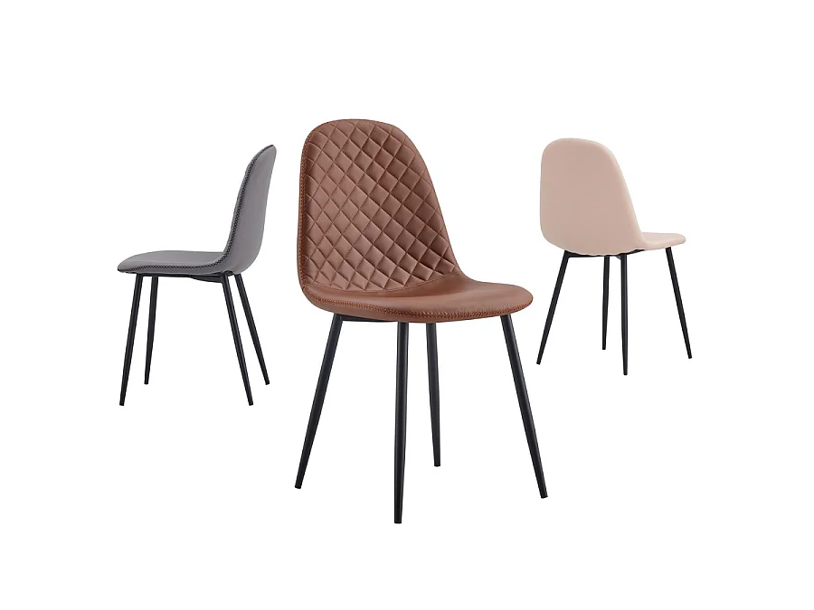 WeHome - Conjunto de 4 cadeiras de jantar industriais estofadas marrons - Bella