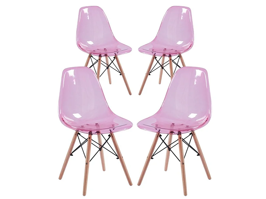 WeHome - Lot de 4 chaises roses transparentes - Betty