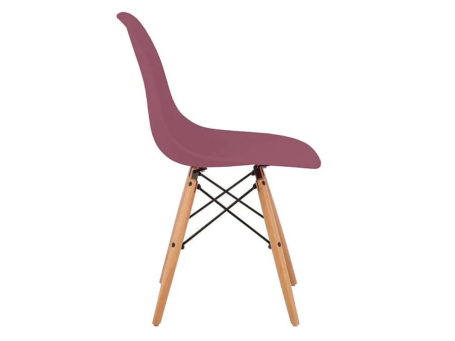 WeHome - Lot de 4 chaises design pieds en bois bordeaux