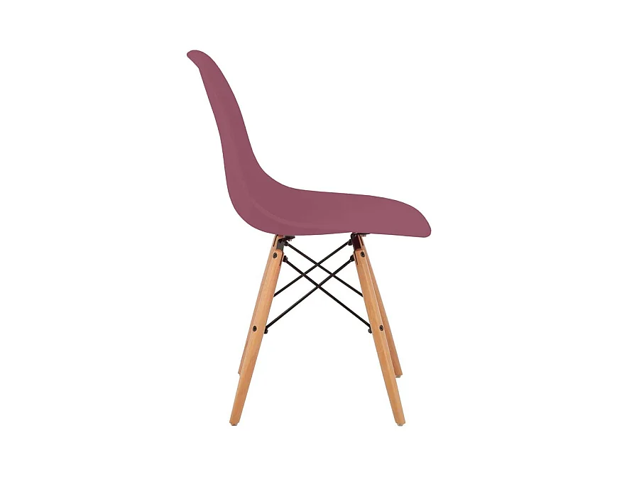 WeHome - Lot de 4 chaises design pieds en bois bordeaux