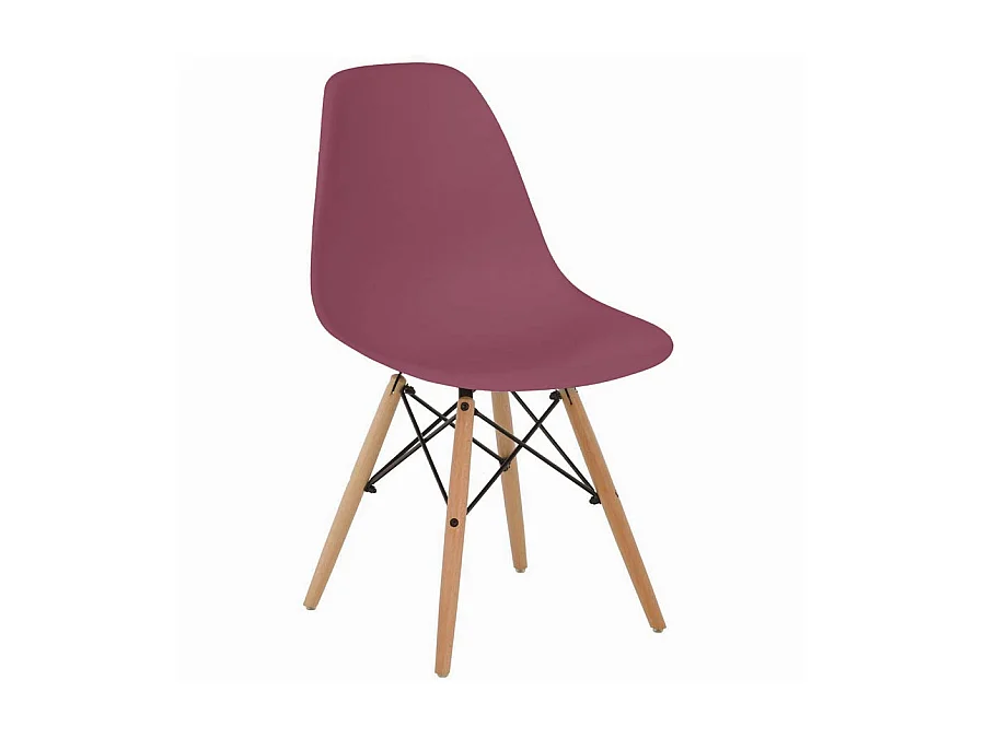 WeHome - Lot de 4 chaises design pieds en bois bordeaux