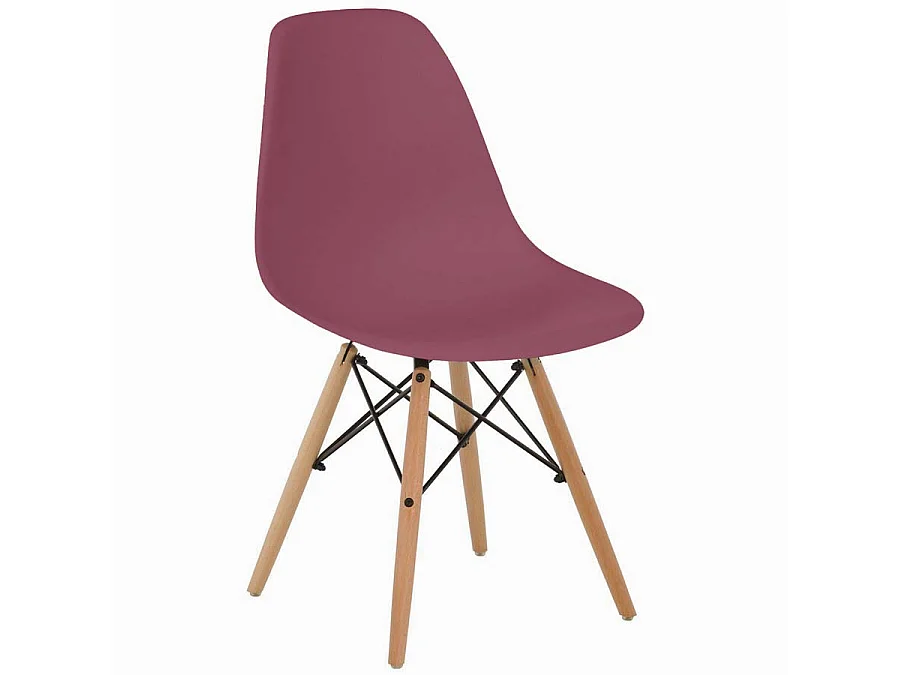 WeHome - Conjunto de 4 sillas de diseño con patas de madera color burdeos