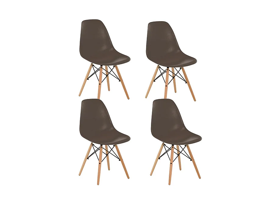 WeHome - Conjunto de 4 cadeiras de cozinha para exterior. Cor café