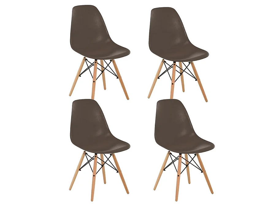 WeHome - Conjunto de 4 cadeiras de cozinha para exterior. Cor café