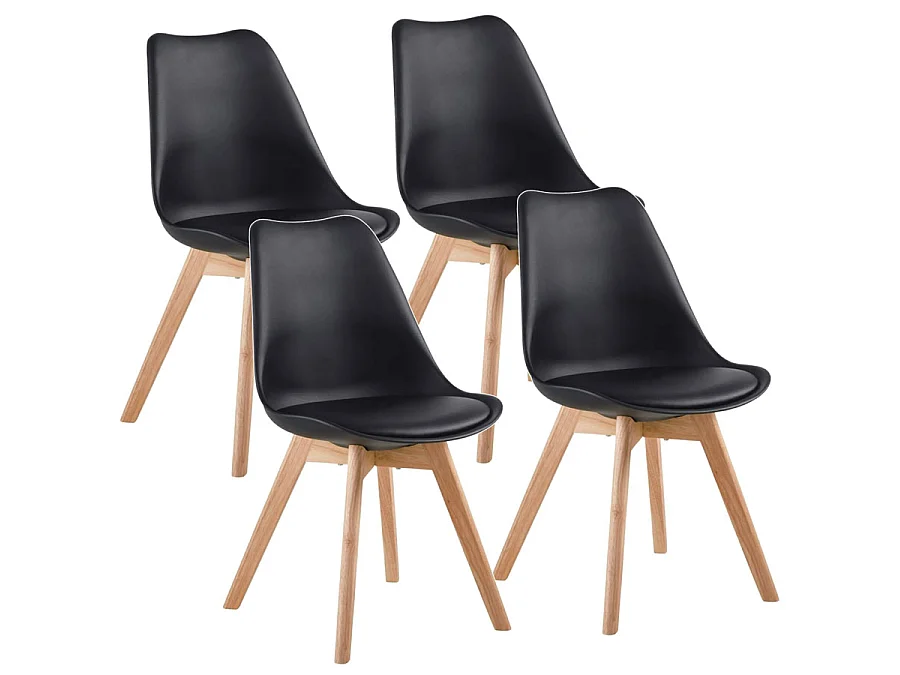 WeHome - Lot de 4 chaises d'intérieur Candice, design moderne, noir