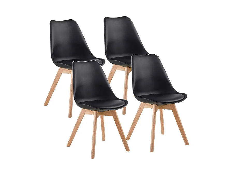 WeHome - Set van 4 Candice binnenstoelen, modern design, zwart