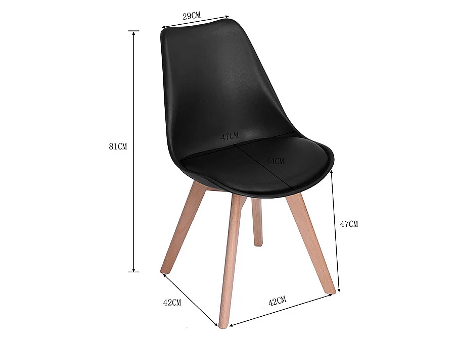 WeHome - Set van 4 Candice binnenstoelen, modern design, zwart