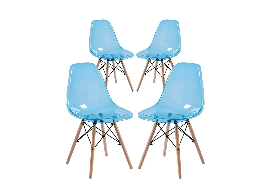 WeHome - Chaises de cuisine colorées modernes avec assise bleue transparente - Betty