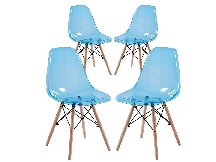 WeHome - Sillas de cocina modernas de colores con asiento azul transparente - Betty