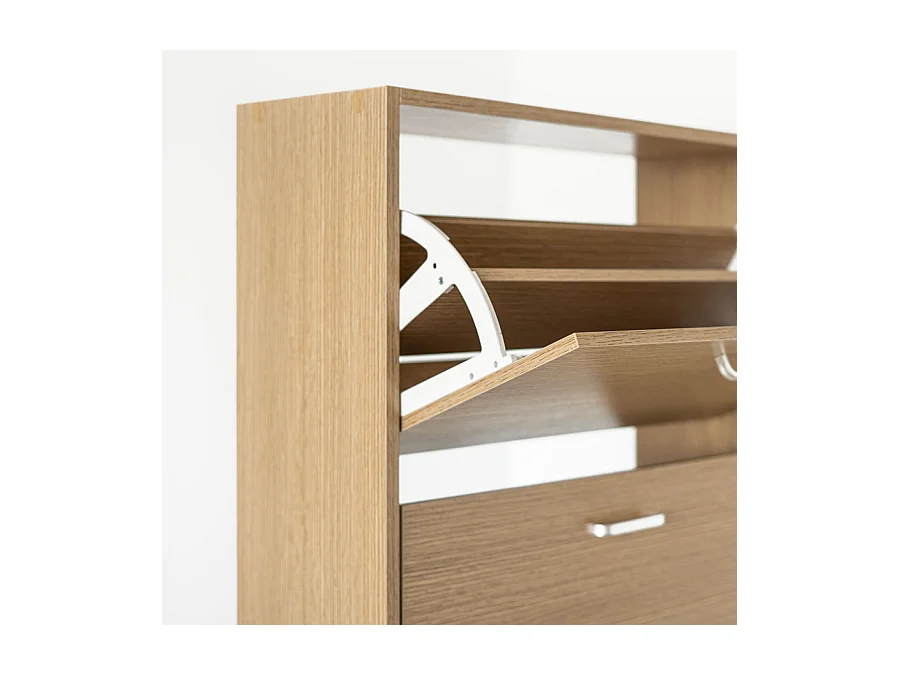 WeHome - Meuble à chaussures Slim 3 portes 63x115 cm en bois de chêne