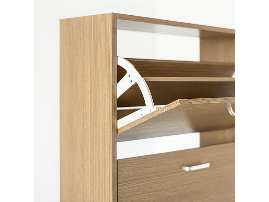 WeHome - Zapatero Slim de 3 puertas 63x115 cm en madera de roble