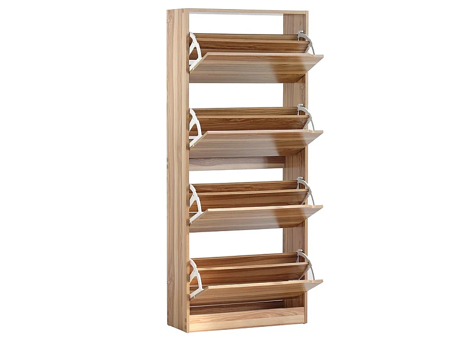 WeHome - Sapateira de entrada 4 portas com puxadores retráteis 63x150 cm madeira natural