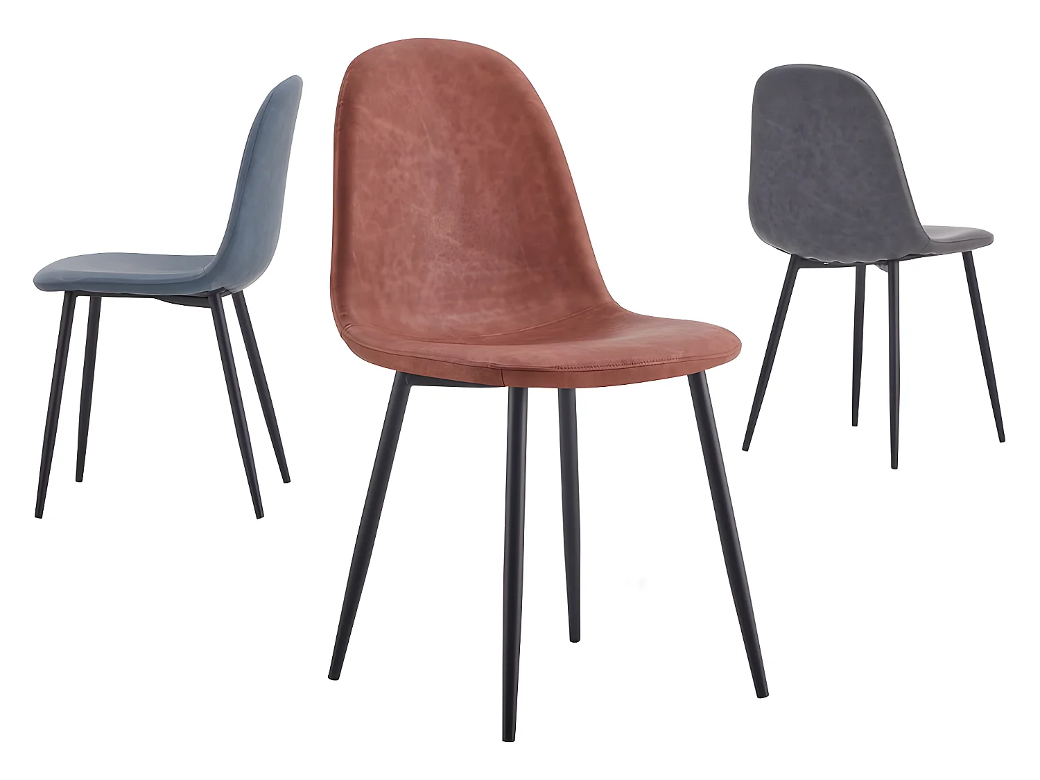 Lot de 4 chaises de salon design avec pieds en métal et assise en éco-cuir gris - Bella