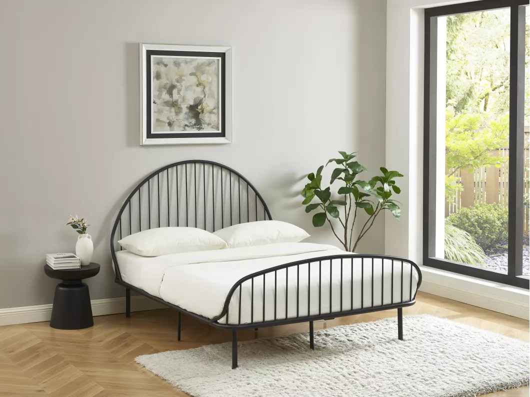 Kauf Unique Bett - 140 x 190 cm - Metall - Schwarz + Matratze - ISELIA