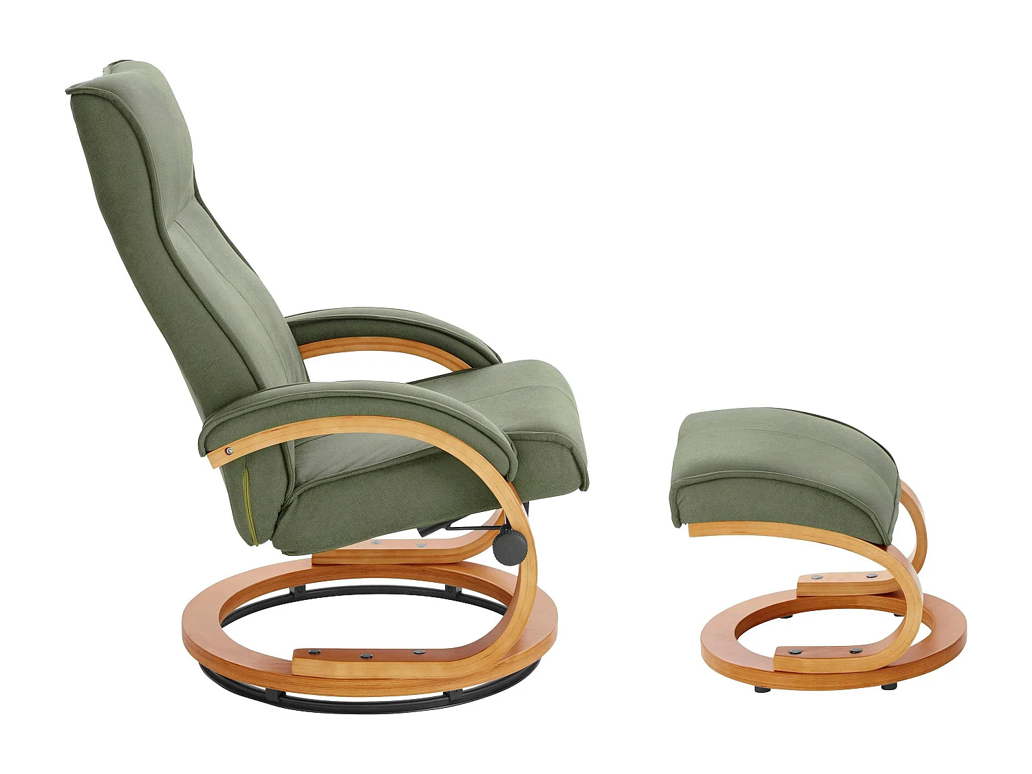 Lille|Fauteuil de relaxation + tabouret vert