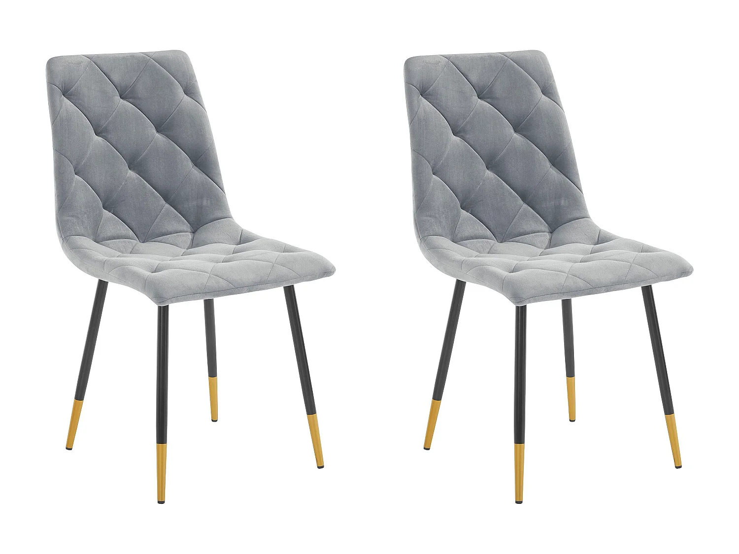 Eva | Chaise de salle à manger élégantes en velours gris 2 Pack