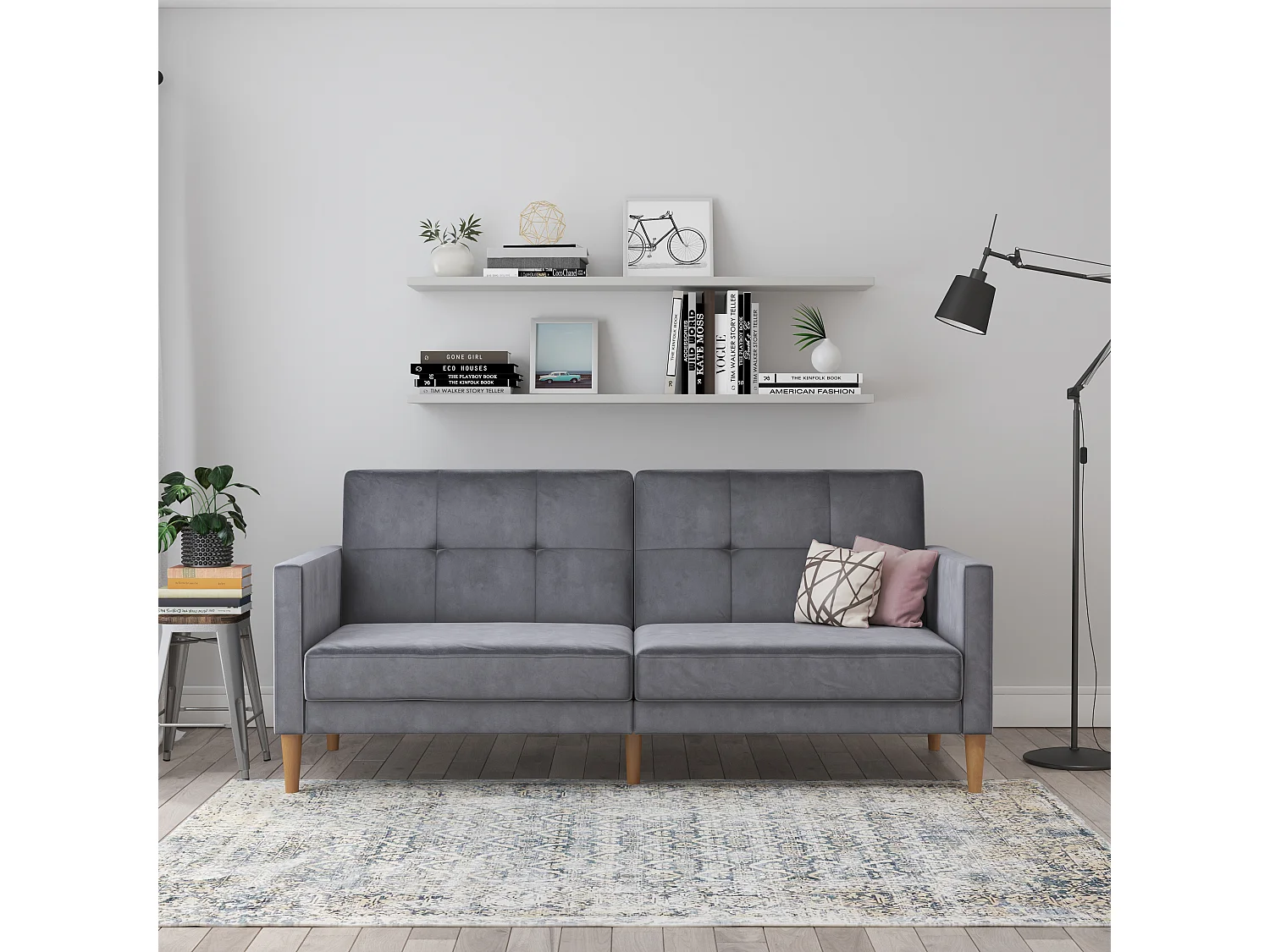 Lilly|Canapé-lit 3 places en velours anthracite