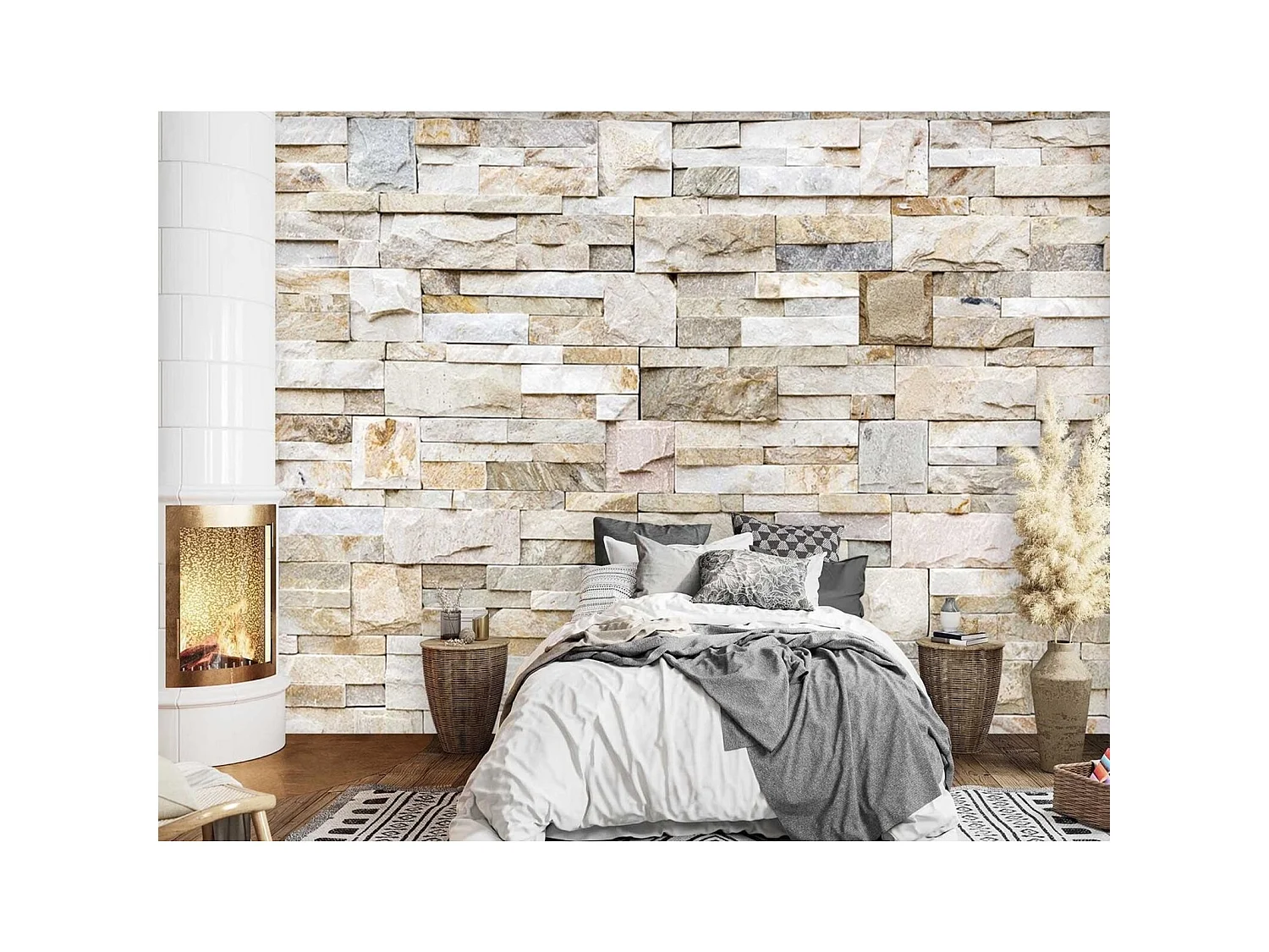 Papier peint mur de grès beige - 350 x 245 cm