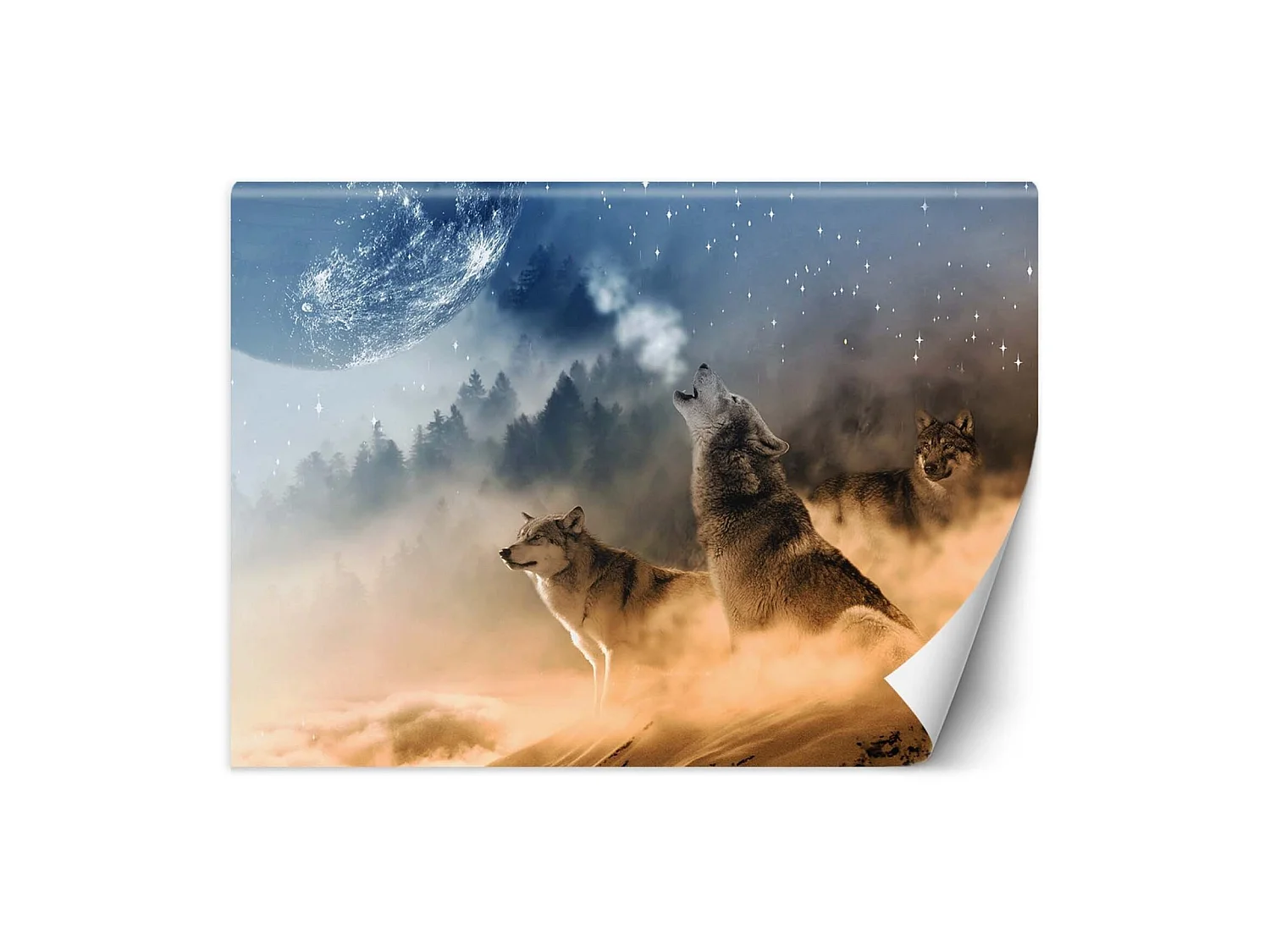 Papier peint loups hurlants - 150 x 105 cm