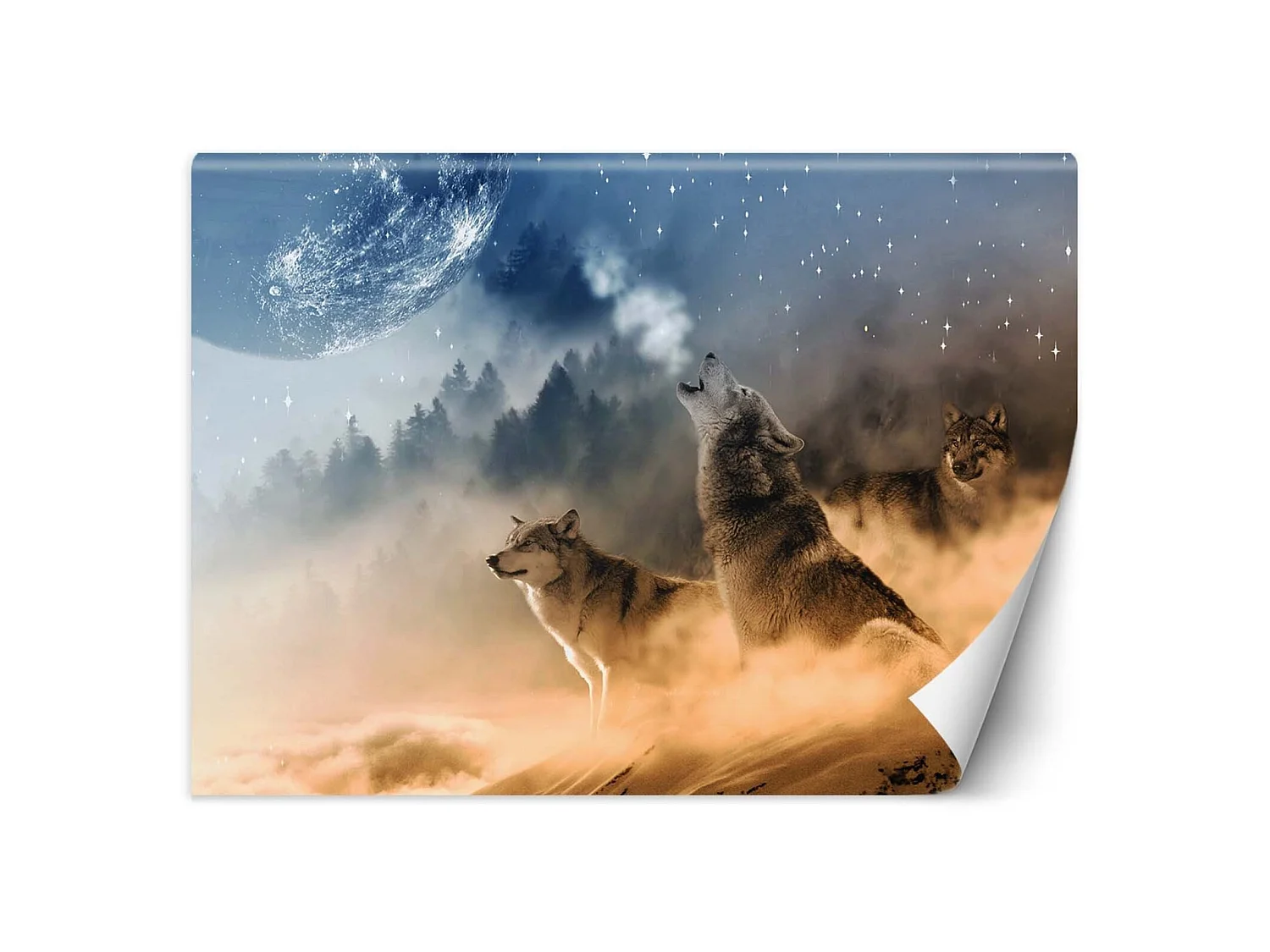 Papier peint loups hurlants - 150 x 105 cm