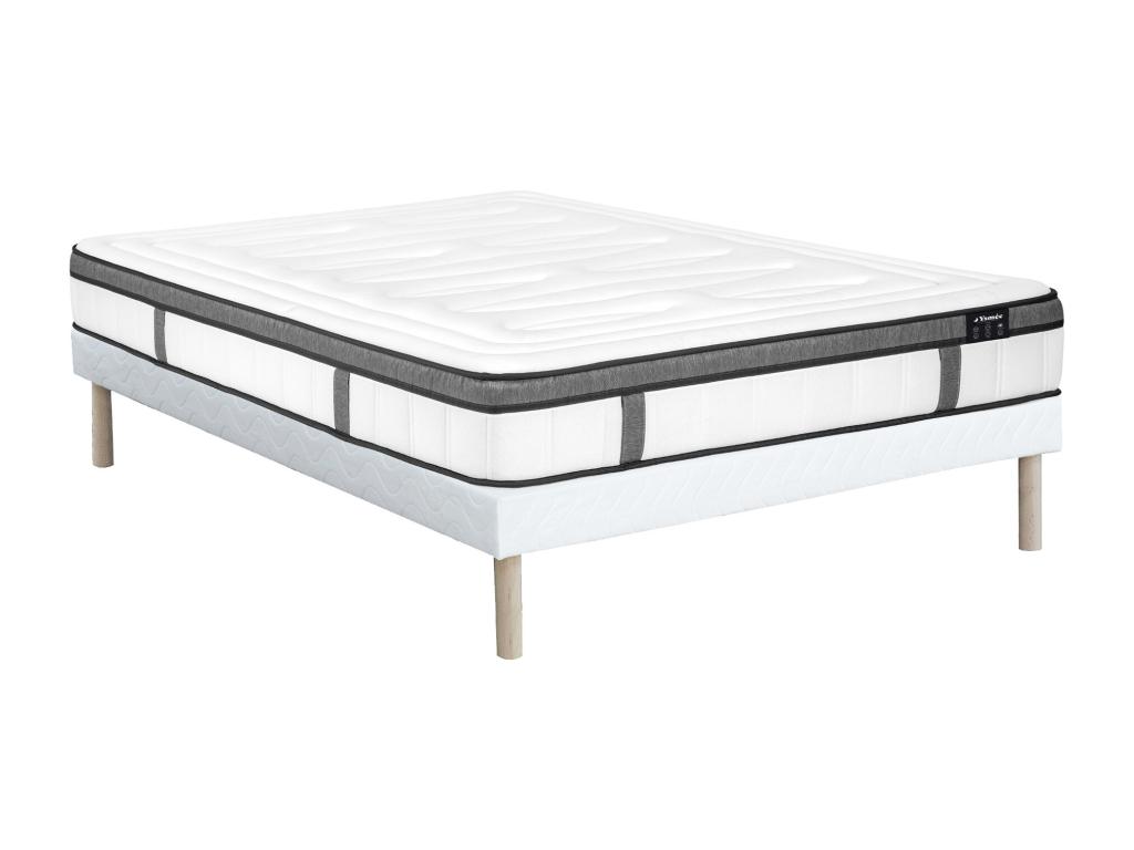 Set aus Bettgestell + Matratze - 160 x 200 cm - Hybridmatratze - 7-Zonen-Ta günstig online kaufen