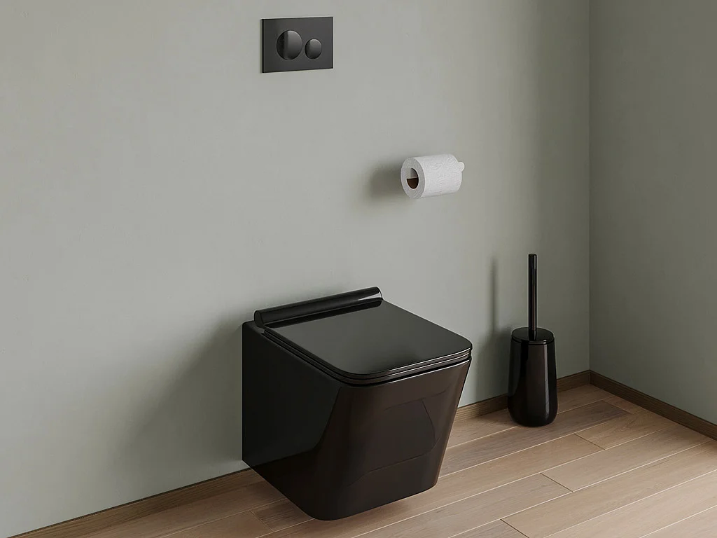 Plaque de commande pour WC avec double touche - Noir - OPULUS